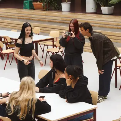 Students mid-shoot, filming a scene for their own short film